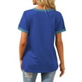 thumbnail image 6 of MOSHU V-Neck Women T Shirts Short Sleeve Loose Summer Tops for Women with Pocket, 6 of 10