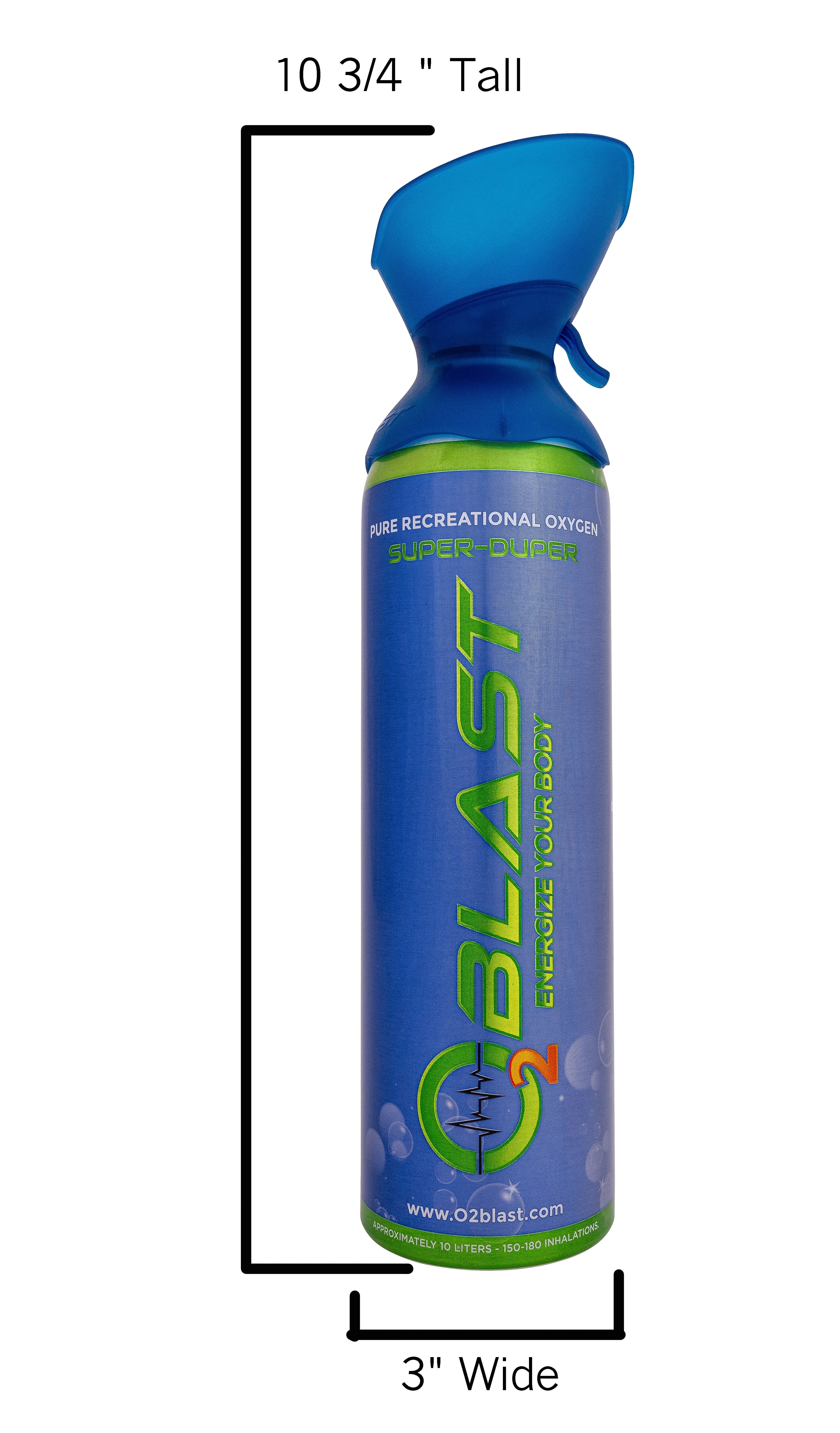 O2 Blast“ Pure Oxygen for Energy, Recovery & Performance - 10-Liter Can with Custom Breathing Mask, Pack of 6