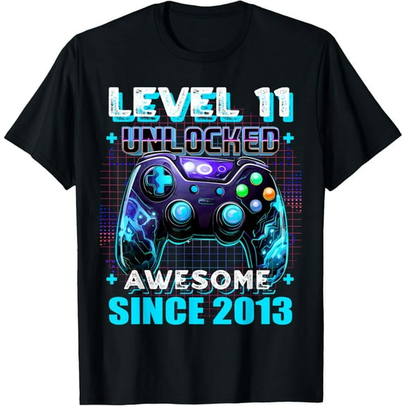 Vintage Level 11 Unlocked Awesome Since 2013 11th Birthday Gaming Gifts T-shirt