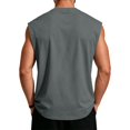 thumbnail image 6 of WULMLEO Mens Sleeveless Shirts Cotton Workout Tank Tops Cut Off Gym Muscle Loose Fit Tees Dark Gray S, 6 of 7