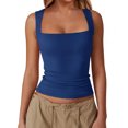 thumbnail image 4 of Sleeveless Solid Color Square Neckline Women Slim Fit Skinnt Tank Tops Camisole, 4 of 5
