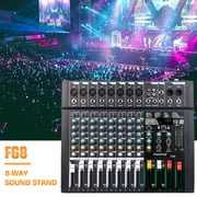 Depusheng FG8 Professional Audio Mixer 8 Channel Mixing Console MP3 Input, 48V Phantom Power,Black Bluetooth USB Audio Mixer for PC