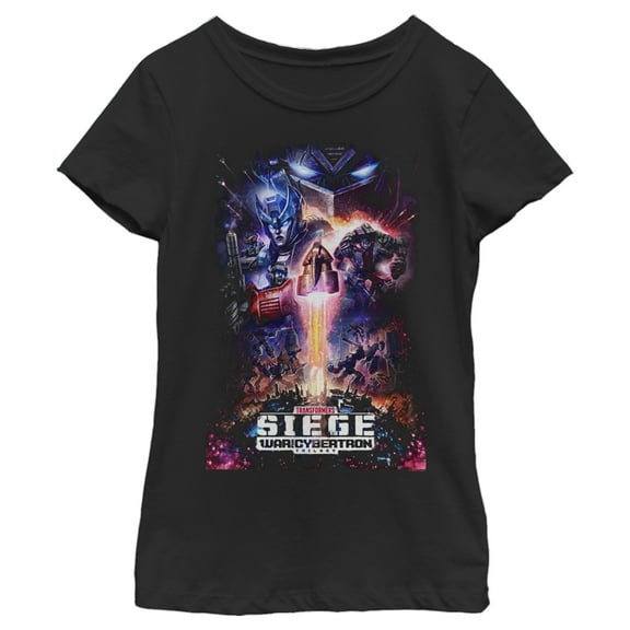 Girl's Transformers Siege Poster  Graphic Tee Black Medium