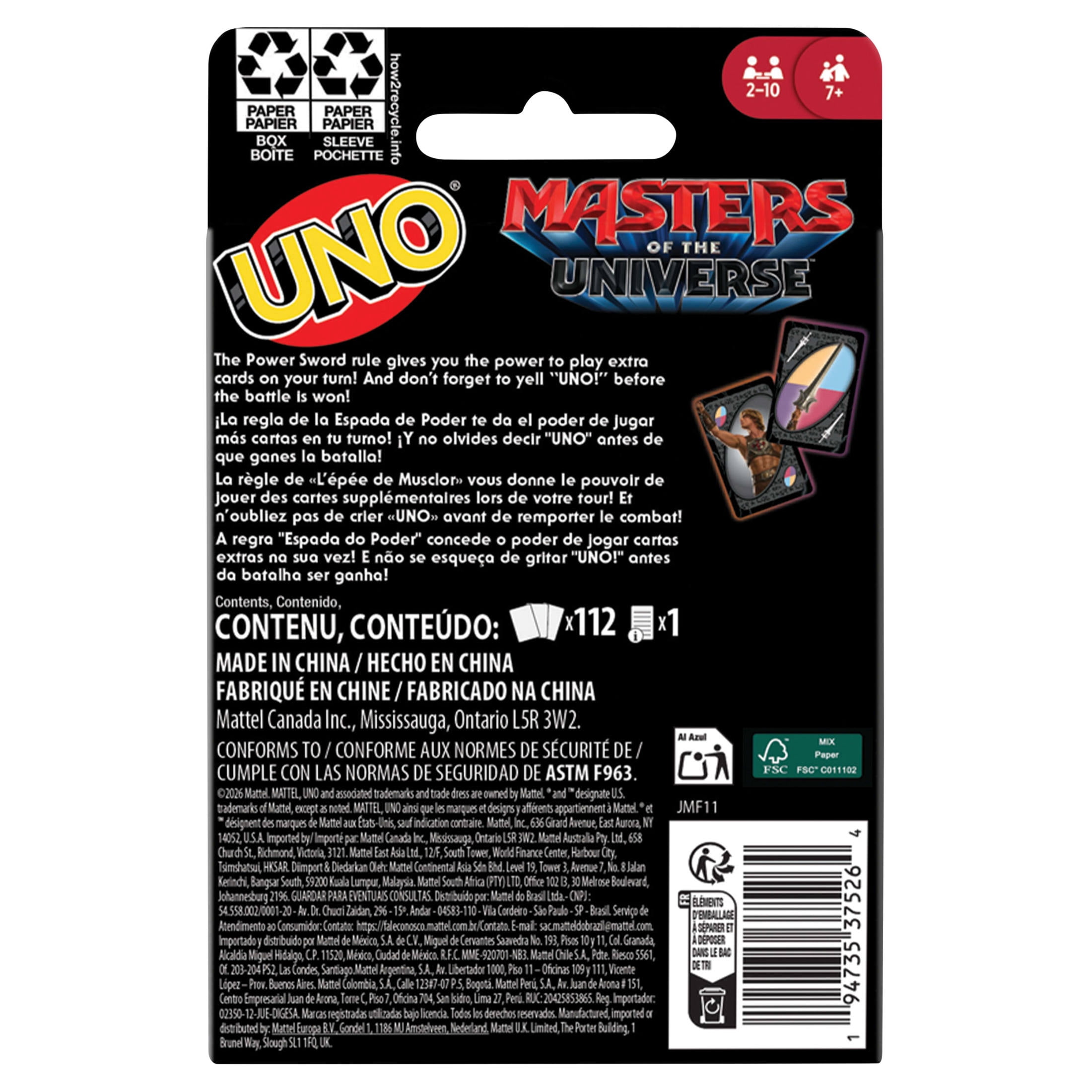 UNO Masters of the Universe Movie Card Game for Kid, Adult & Family Nights with Themed Deck