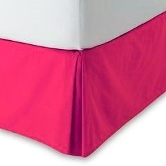 Beading Skirt - QUEEN HOT PINK Solid Bed Bedding Skirt Soft 100% Soft Smooth Microfiber Pleated-Only on 4 Corners