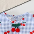 thumbnail image 6 of Bobifish Toddler Girls Outfit Sets Cherry Print Sleeveless Plaid Ruffle Top + Shorts Warm Weather Children Girls Sets, 6 of 8