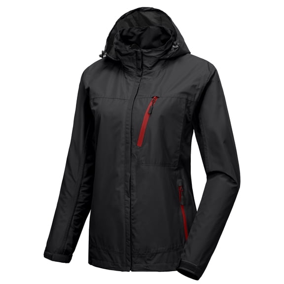 Women's Waterproof Breathable Hiking Travel Rain Jacket Lightweight Hooded Windbreaker Rain Shell Coat Black XS