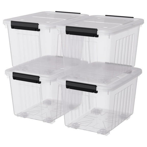 50 Quart Clear Large Storage Totes with Wheels, Plastic Storage Box with Lid, 4-Pack 50 Qt - 4 Pack