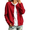 thumbnail image 2 of Karight Womens Fleece Snap Front Cardigan, Soft Lightweight Sweatshirt for Women, Baseball Jacket with Pockets, 2 of 8