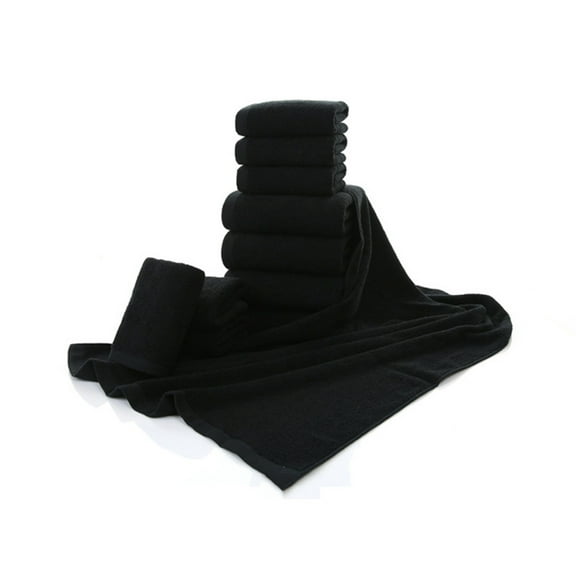 Yardwe Black Cotton Bath Towel Machine Washable Fast Drying Face Towel