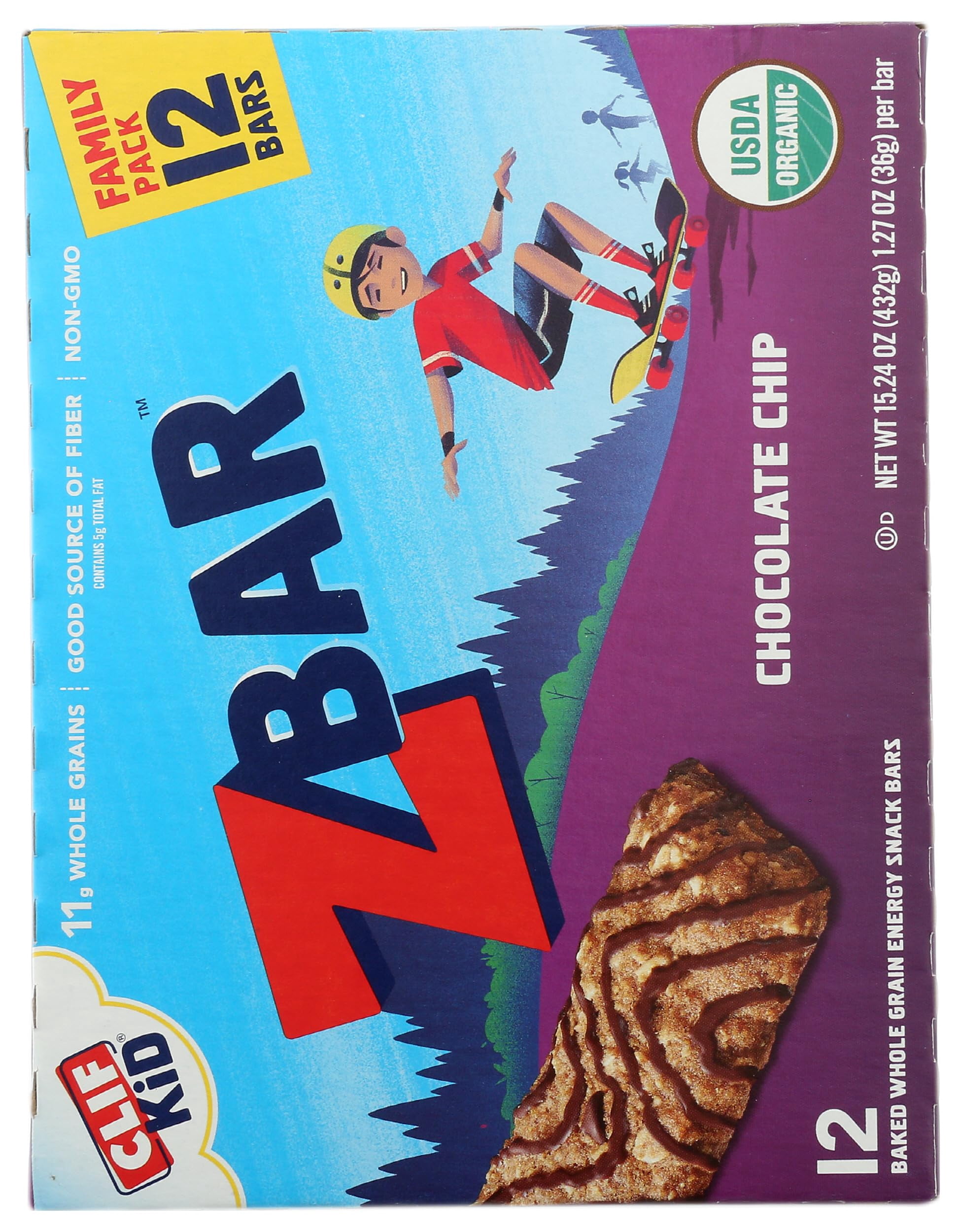 Clif, Bar Z Chocolate Chip Organic 12 Count, 15.24 Ounce - Pack of 2