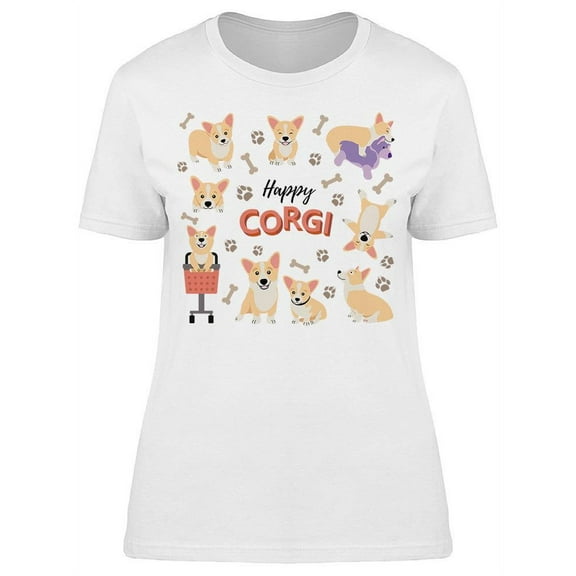 Happy Corgis T-Shirt Women -Image by Shutterstock, Female Medium