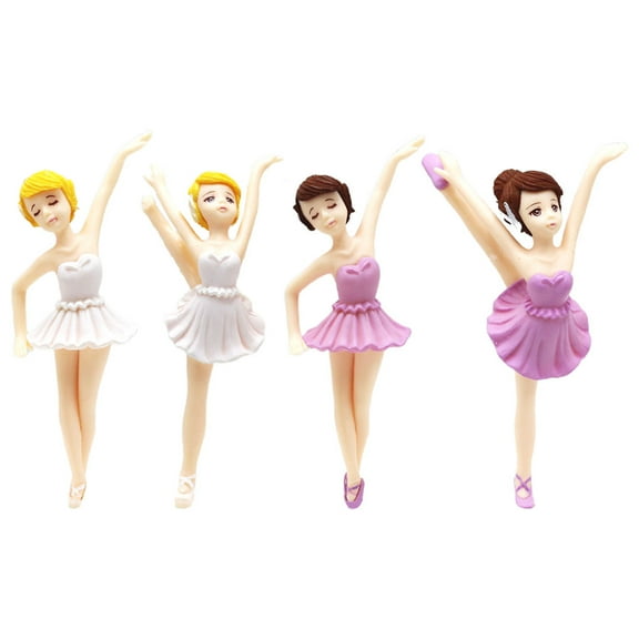 LEORX 4Pcs Birthday Props Ballerina Cake Ornament Assorted Colors for Desktop Layout