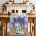 thumbnail image 2 of Table Runner 72 Inches Long for Kitchen Dining, Purple Lavender Dresser Scarf Farmhouse, Dining Table Decorations for Wedding/Parties, Spring Daisy Butterfly Plants Watercolor Blue 14 x 72 In, 2 of 8