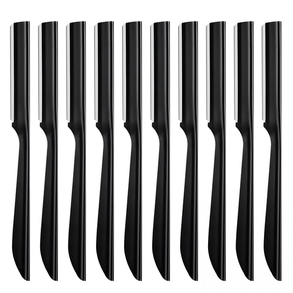 EXLEAF 10 Pack Eyebrow Razor for Women and Men, Stainless Steel Brow Shaper with Safety Cover, Precision Facial Hair Trimmer for Dermaplaning and Grooming
