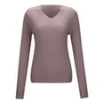 thumbnail image 4 of TYGHBN Long Sleeve Shirts for Women V Neck Casual Spring Tops Ribbed Knit Slim Fit Lightweight Pullover Sweaters Oversized Pullover Sweaters for Women plus Size Solid Sweatshirt Cropped Sweatshirt, 4 of 4