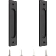 thumbnail image 1 of Set Of 2 Rectangular Recessed Stainless Steel Matte Black Sliding Door Handles For Sliding Barn Door, 1 of 5