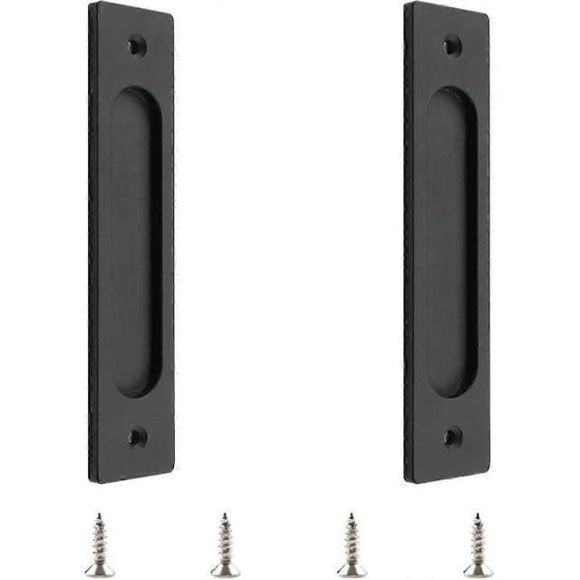 Set Of 2 Rectangular Recessed Stainless Steel Matte Black Sliding Door Handles For Sliding Barn Door
