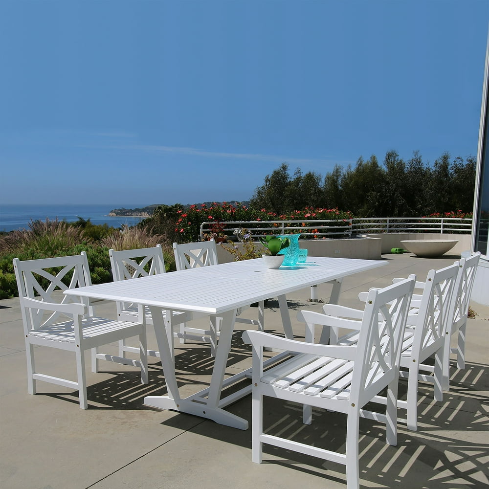 Bradley Outdoor 7piece Wood Patio Dining Set with Extension Table in