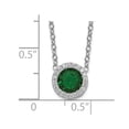 thumbnail image 2 of Diamond2Deal 925 Sterling Silver Rhodium-plated Brilliant-cut Green Glass and Brilliant-cut White CZ Halo Necklace for Women 18", 2 of 5