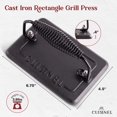 thumbnail image 3 of Cuisinel Cast Iron Grill Pan + Rectangular Cast Iron Grill Press + Tempered Glass Lid + Pan Scraper \u2013 Pre-Seasoned Ribbed Skillet \u2013 10.5"-Inch Square Grilling, 3 of 7