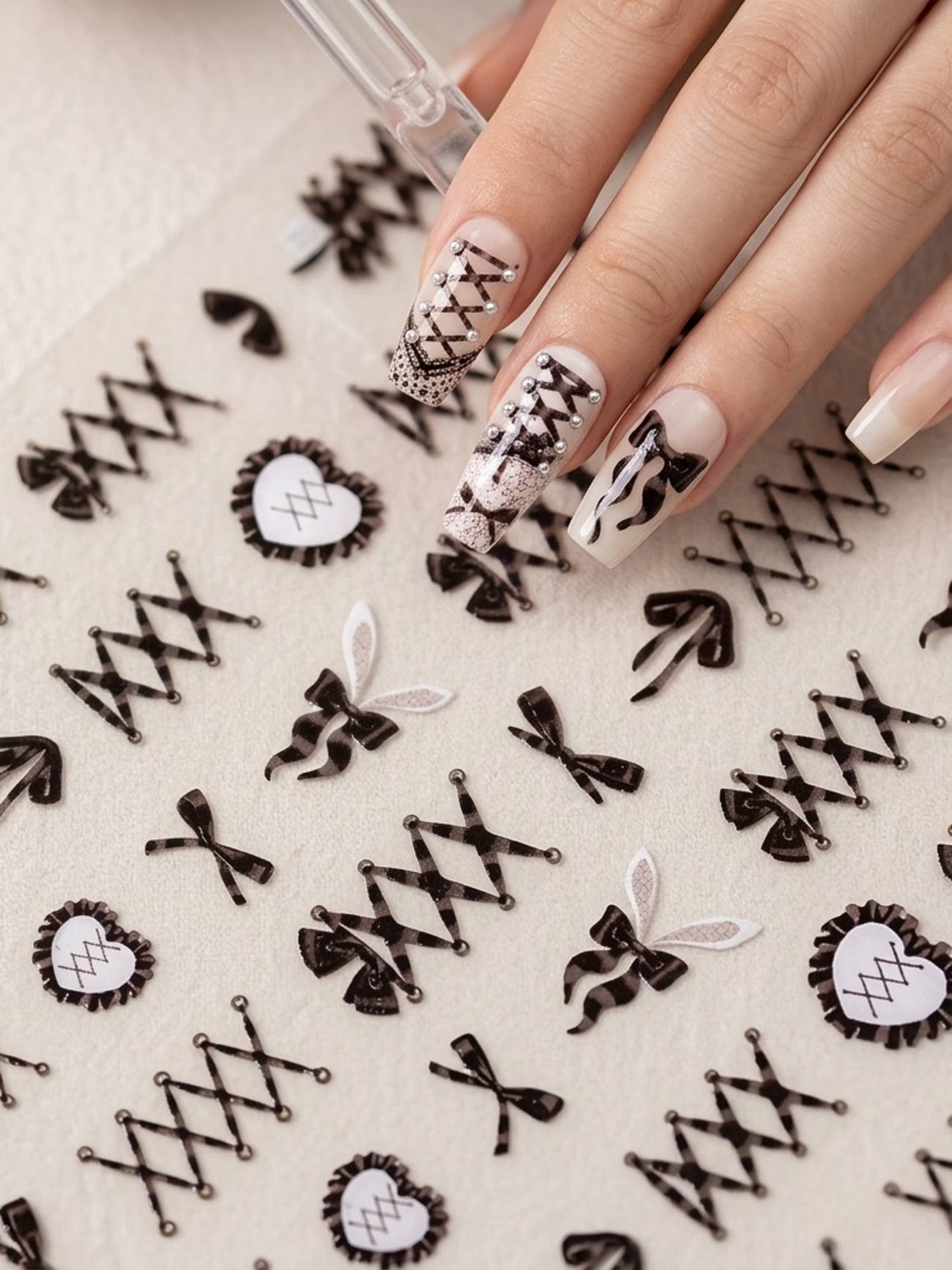 1 Sheet Bunny Ear Bow Nail Art Stickers - Cute & Glossy Nail Decorations for Women