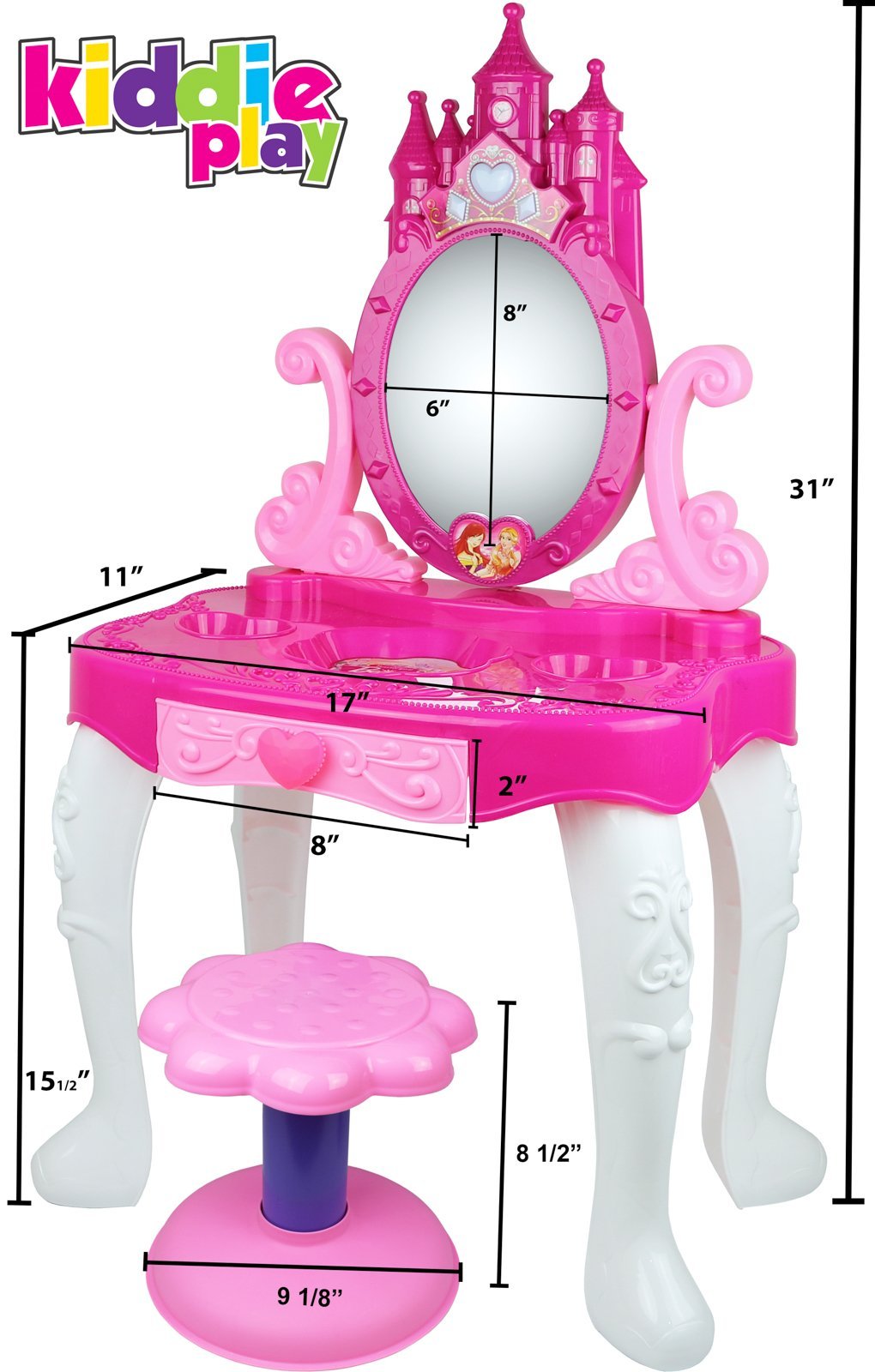Play Vanity Sets for Girls Toddler Makeup Vanity Playset with Mirror 