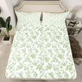 thumbnail image 2 of Manfei Vintage Botanical Leaf Queen Sheet Sets,Flower Floral Flat Sheet,Green White Queen Fitted Sheet,Microfiber Bedroom Decor,4pcs, 2 of 7