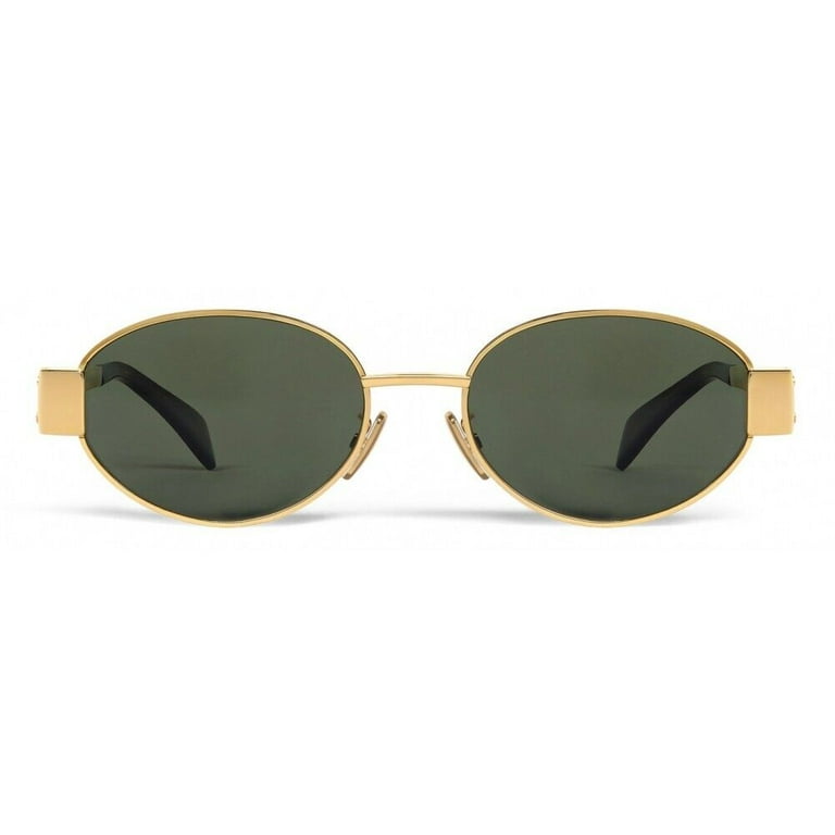 Celine CL40235U 4S235 Triomphe Oval Sunglasses Gold Metal Frame Green Lens Walmart