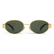 Celine CL40235U 4S235 Triomphe Oval Metal Gold Frame Green Lens Sunglasses