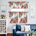 thumbnail image 2 of Cardinal Bird Kitchen Curtains Sets for Windows 24 Inch Length, Winter Poinsettia Berry Pine Cones Floral Rod Pocket Window Treatments Tier Curtains and Valances Set for Bedroom/Bathroom, 2 of 8