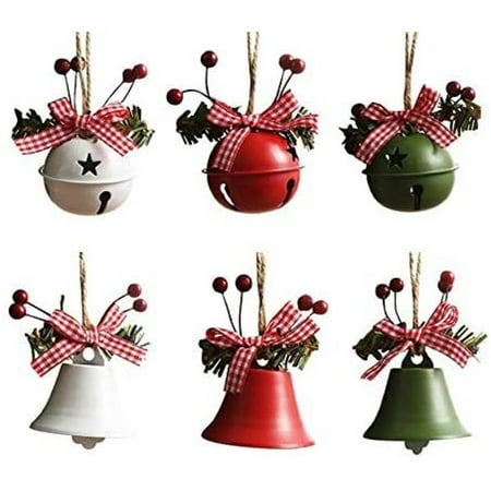 6 Pieces Christmas Bells Ornaments, Metal Jingle Bells with Star ...