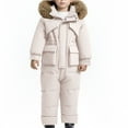 thumbnail image 4 of SERTG Kids Ski Suit Set Waterproof Windproof Thermal Insulated Winter Snow Play Fleece-Lined Warm Outdoor Snowsuit Coat and Jumpsuit Set(Beige#1,2-3 Years), 4 of 6