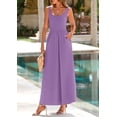 thumbnail image 3 of Vestido largo PRETTYGARDEN para mujer, cuello redondo, sin mangas, morado, 3 of 9
