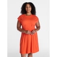 thumbnail image 2 of Time and Tru Women's Pleat Waist Mini Dress, Sizes XS-XXXL, 2 of 6