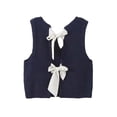 thumbnail image 4 of Women Y2K Crop Sweater Vest Back Tie Knot Crewneck Sleeveless Knit Crochet Tank Tops Streetwear, 4 of 7