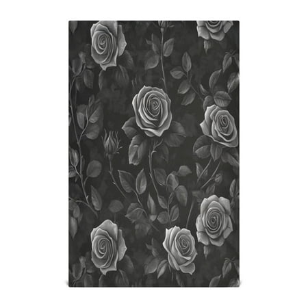 

WOBOGO Black Rose Kitchen Towel 6 Piece Large Cotton Dishcloth Premium Absorbency Set with Hanging Loop