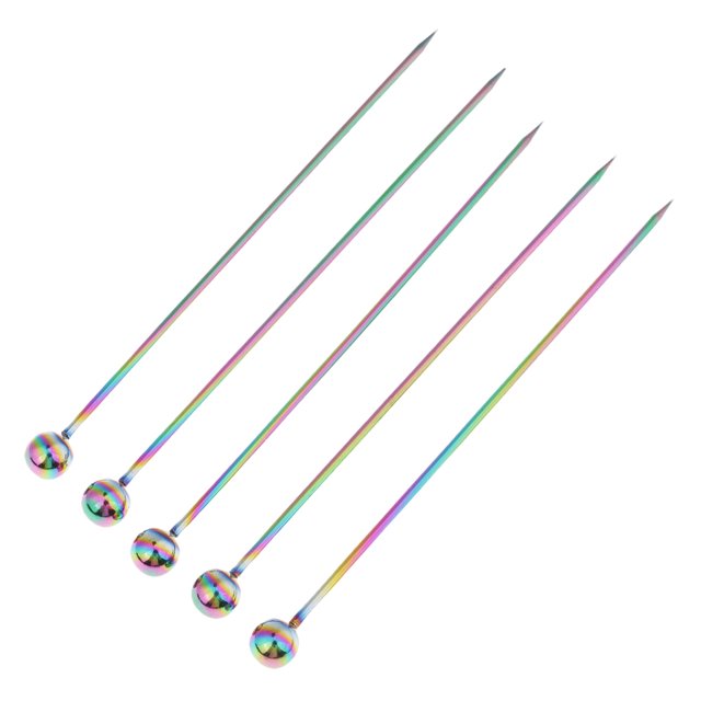 5pcs Cóctel Comida Fruta Tenedor Selecciones Palo Bebida Buffet Decoración Bead-Multicolor Sunnimix Selecciones de cóctel de acero inoxidable