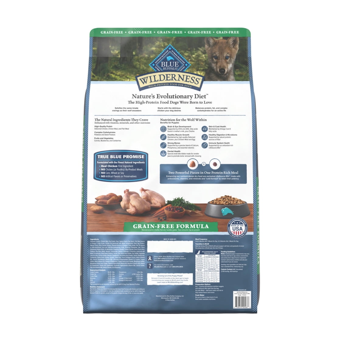 Blue Buffalo Wilderness High-Protein Grain-Free, Puppy Dry Dog Food, Chicken, 24-lb Bag