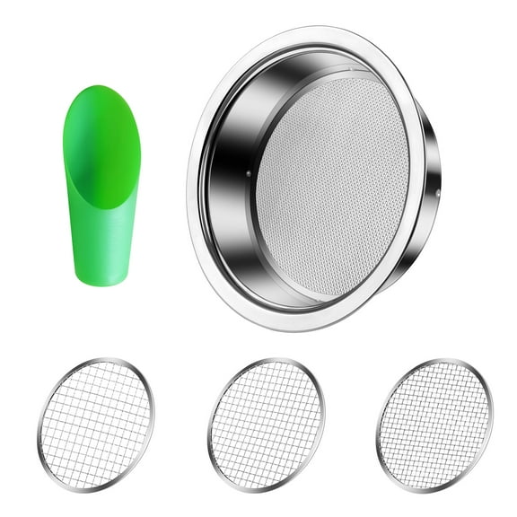 Ymam.Light Rock Garden Sieve Soil Sifter, Stainless Stackable Gardening Sifting Screen Pan Sand Sieve Contain 3 Sieve Mesh Filter