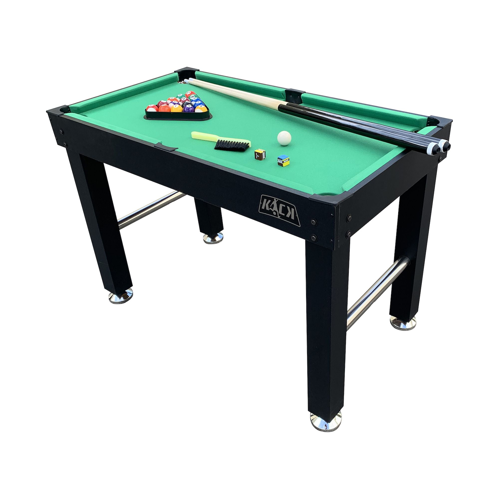 KICK Hexad 48″ 6-in-1 Multi Game Table (Black) - Combo Game Table Set - Billiards, Foosball, Glide Hockey, Table Tennis, Mini-Shuffleboard, and Mini-Bowling for Home, Game Room, Friends and Family!