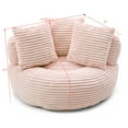 thumbnail image 3 of Aukfa 45" Oversized Round Bean Bag Chair, Deep Seat Lounger with 3 Pillows, No Assembly Sofa, Pink, 3 of 8