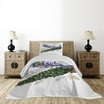 thumbnail image 3 of Ambesonne Spring Quilted Coverlet 2 Pcs, Wild Peacock Feather, Twin Size, Multicolor, 3 of 5