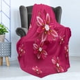 thumbnail image 4 of Floral Soft Flannel Fleece Throw Blanket, Sakura Tree Flowers Ornament Design Traditional Spring Seasonal Pattern, Cozy Plush for Indoor and Outdoor Use, 50" x 70", Pink, by Ambesonne, 4 of 5