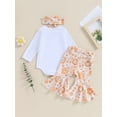 thumbnail image 3 of KelaJuan Big Sister Little Sister Matching Outfits Toddler Long Sleeve Romper/Sweatshirt with Flower Flare Pants and Headband, 3 of 6