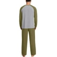 thumbnail image 4 of BiZtdJrK Mens Pajama Sets Color Block Raglan Long Sleeve Round Neck Tops and Pants Casual 2 Piece Outfits Loose Loungewear Set Army Green L, 4 of 8