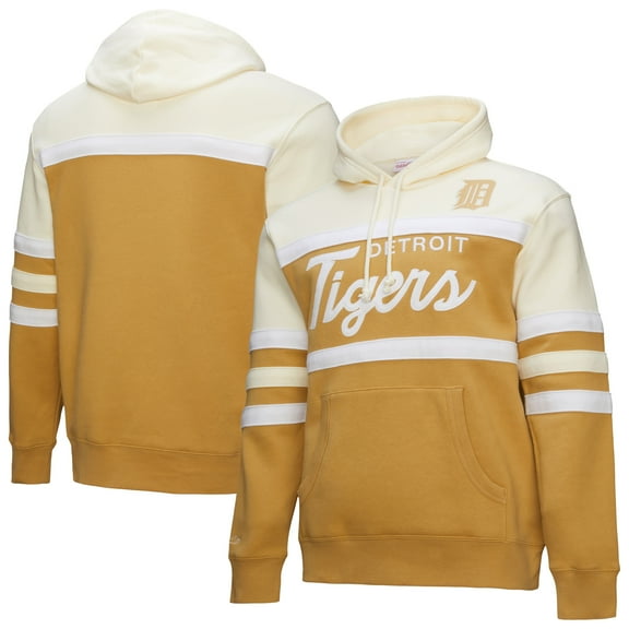Men's Mitchell & Ness Tan/Cream Detroit Tigers Head Coach Pullover Hoodie