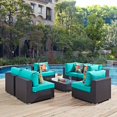 thumbnail image 5 of Lounge Sectional Sofa Table Set, Blue, Rattan, Wicker, Outdoor Patio Balcony Cafe Bistro Garden Hospitality Restaurant, Modern Contemporary HB32979, 5 of 5