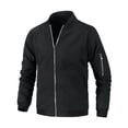 thumbnail image 4 of COSFO Lightweight Mens Fall Jackets Black Solid Casual Zip Up Windbreaker Long Sleeve Slim with Pocket Outdoor Recreation Mid-Length Hoodless Jackets, 4 of 4