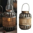 thumbnail image 4 of DOLITY Vintage Wicker Lantern Wooden LED Tea Light Candle Holder with Handle for Garden Small, 4 of 9